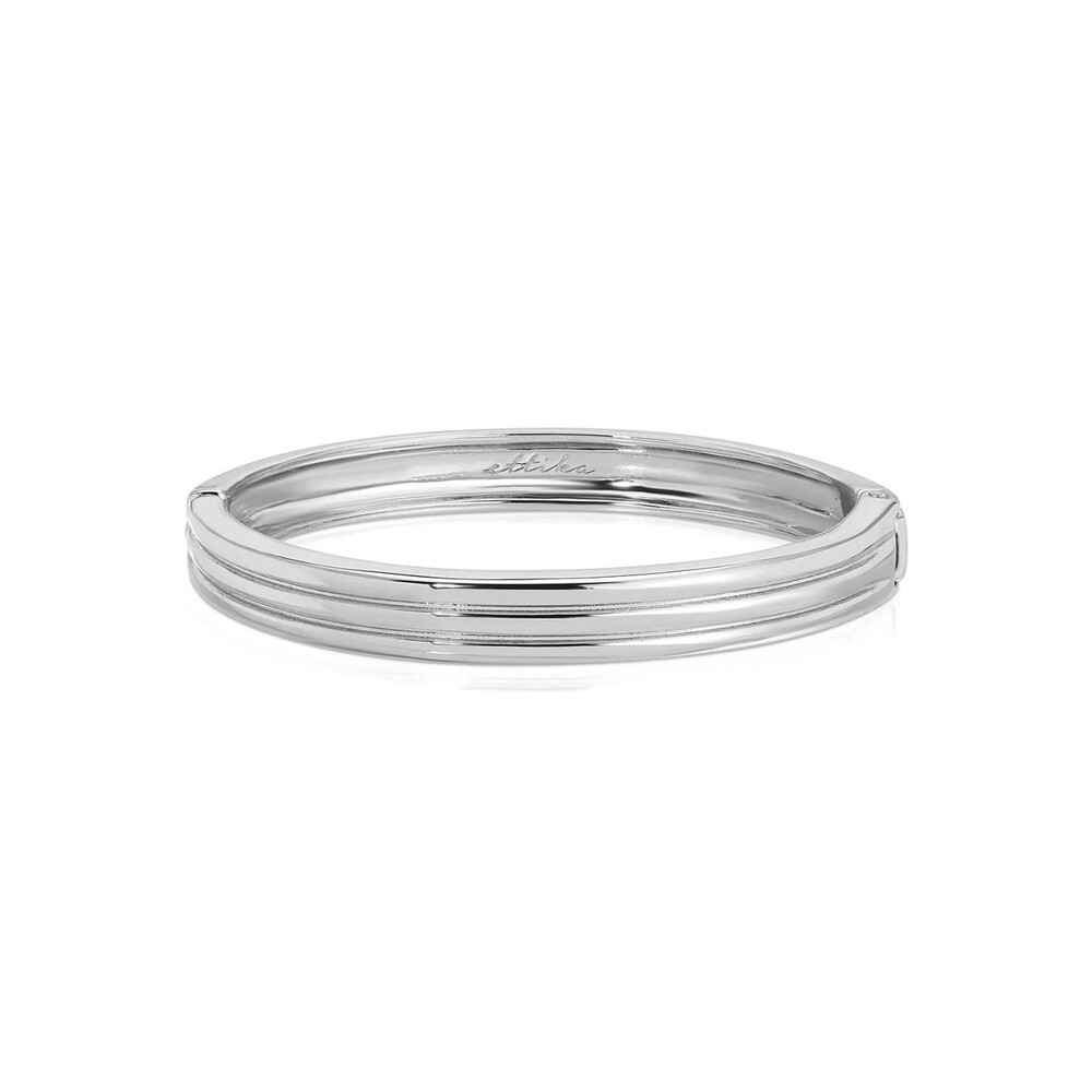 Ettika Etched Stacking Bangle Silver Plated Zinc Hinge Closure One Size NWT